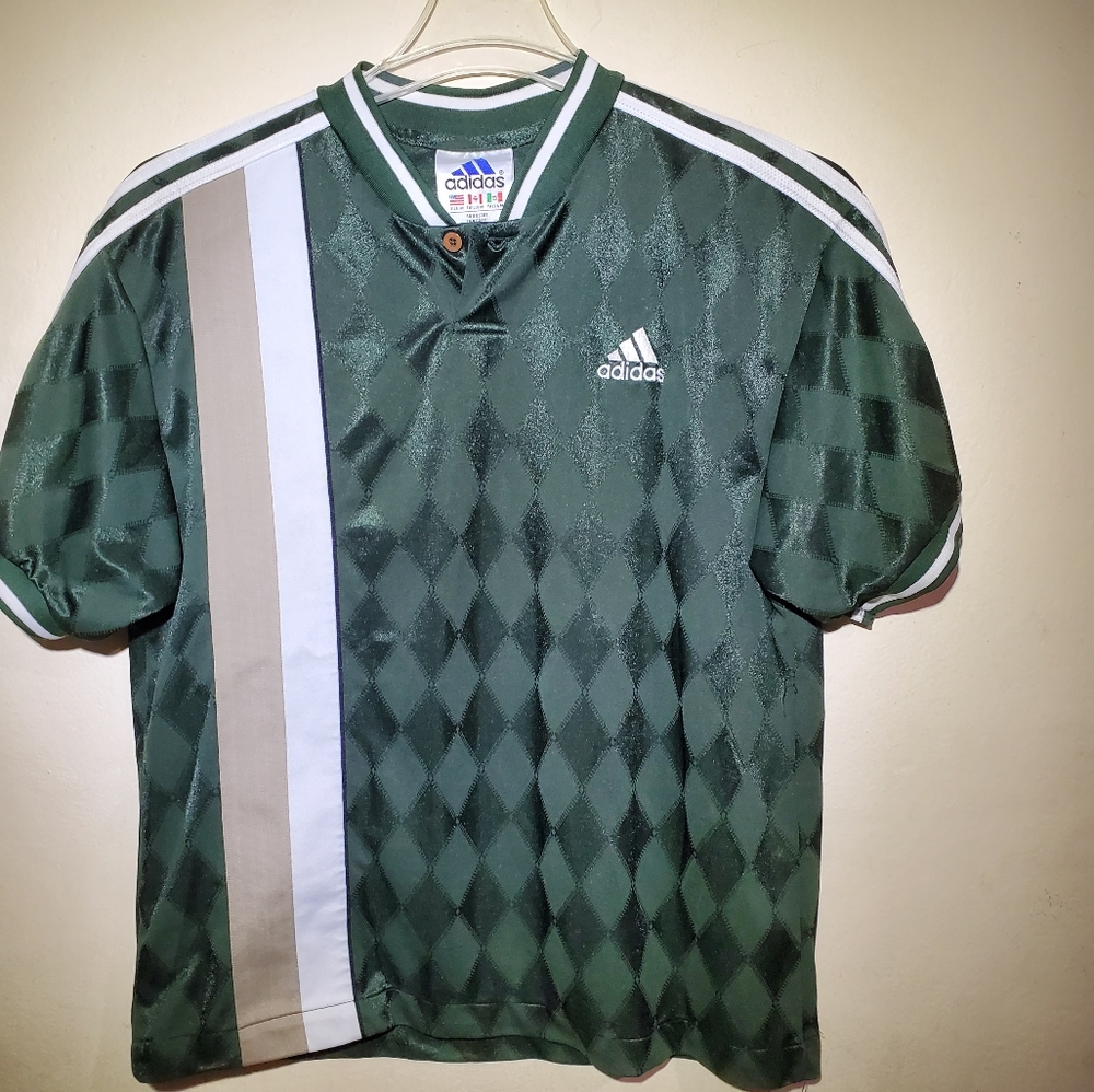 Adidas Vintage Polo Argyle Print Striped Side